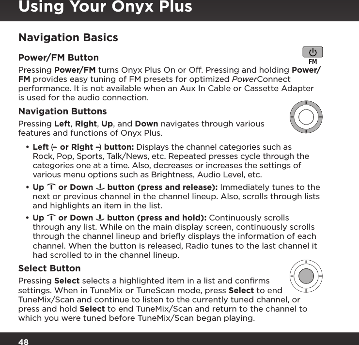 Page 48 of Sirius XM Radio SXPL2 Onyx PLUS G7.5 User Manual Onyx Plus G75 with Vehicle Kit User Guide indd