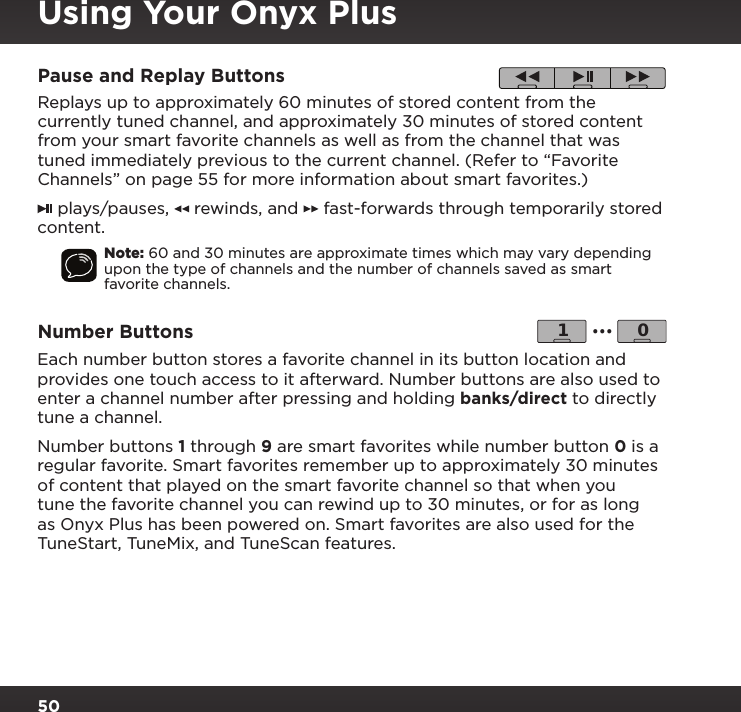 Page 50 of Sirius XM Radio SXPL2 Onyx PLUS G7.5 User Manual Onyx Plus G75 with Vehicle Kit User Guide indd