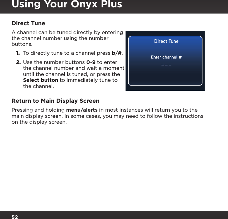 Page 52 of Sirius XM Radio SXPL2 Onyx PLUS G7.5 User Manual Onyx Plus G75 with Vehicle Kit User Guide indd