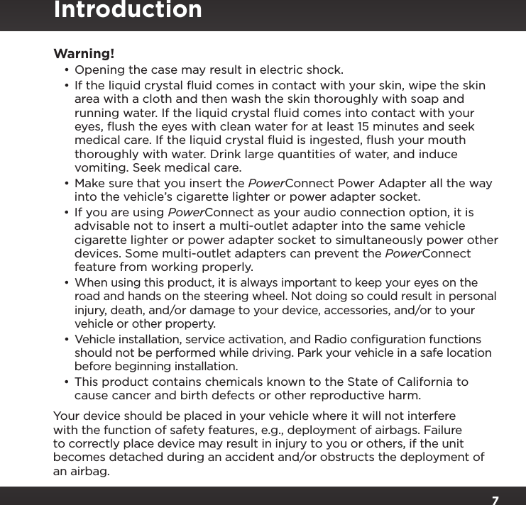 Page 7 of Sirius XM Radio SXPL2 Onyx PLUS G7.5 User Manual Onyx Plus G75 with Vehicle Kit User Guide indd