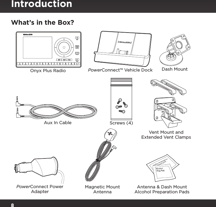 Page 8 of Sirius XM Radio SXPL2 Onyx PLUS G7.5 User Manual Onyx Plus G75 with Vehicle Kit User Guide indd