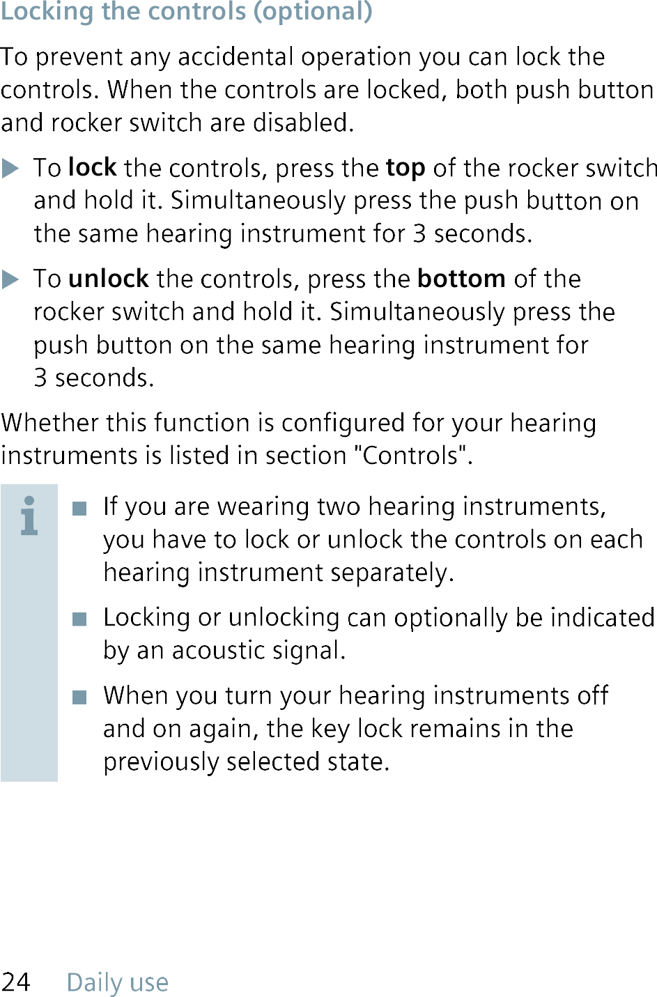 Locking the controls (optional)lock topunlock bottom