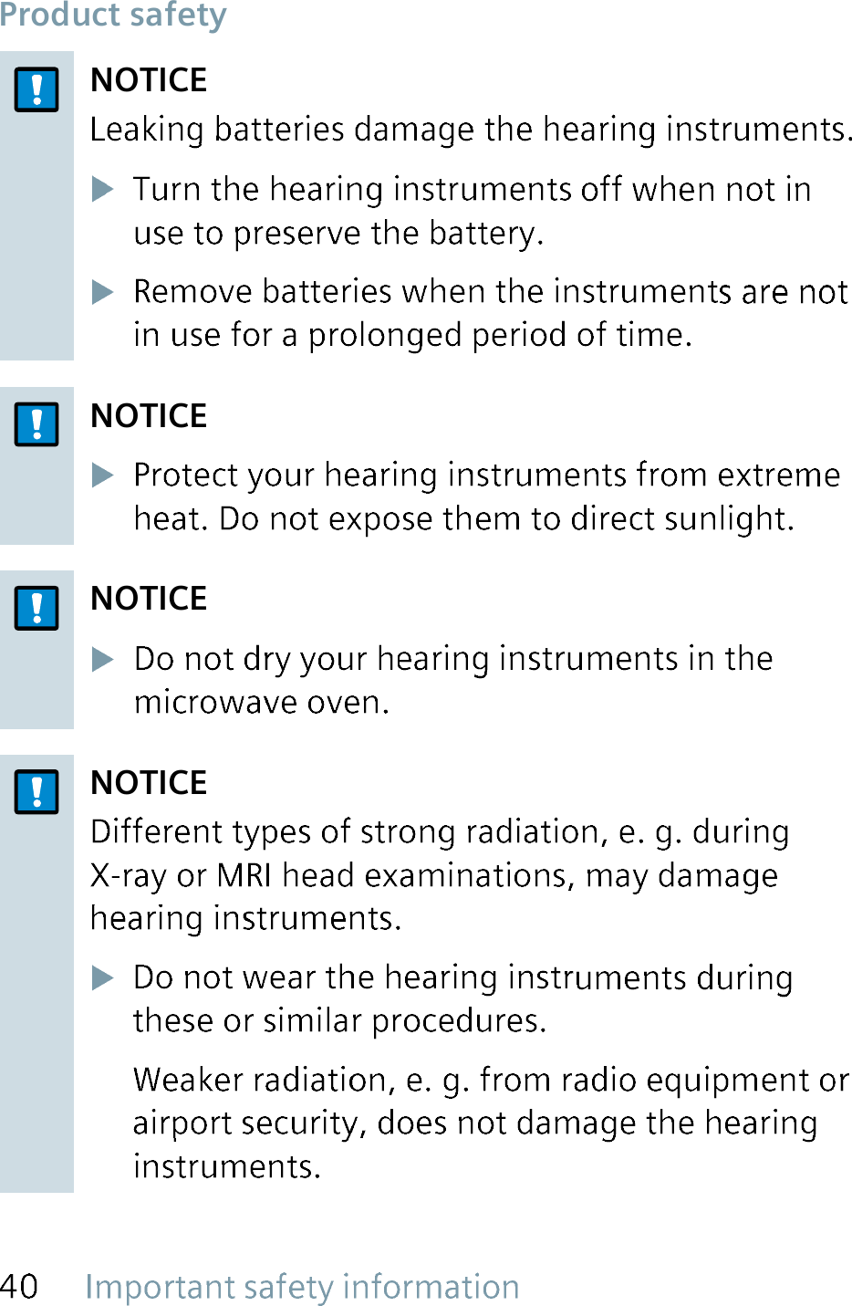 Product safetyNOTICENOTICENOTICENOTICE