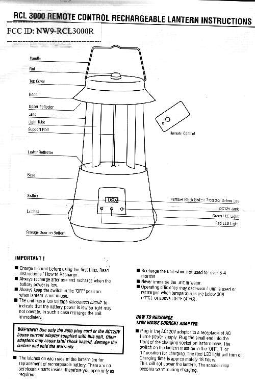 RECHARGEABLE REMOTE CONTROL LANTERN User Manual