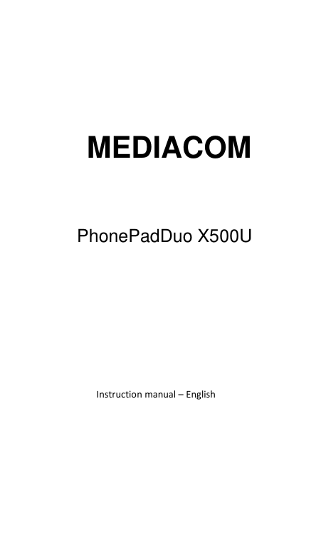    MEDIACOM   PhonePadDuo X500U               Instruction manual – English     