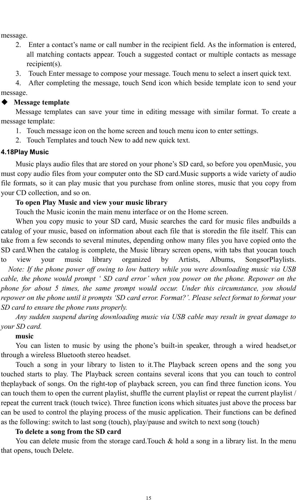 Page 15 of Sky Phone SKY55M Smartphone User Manual 