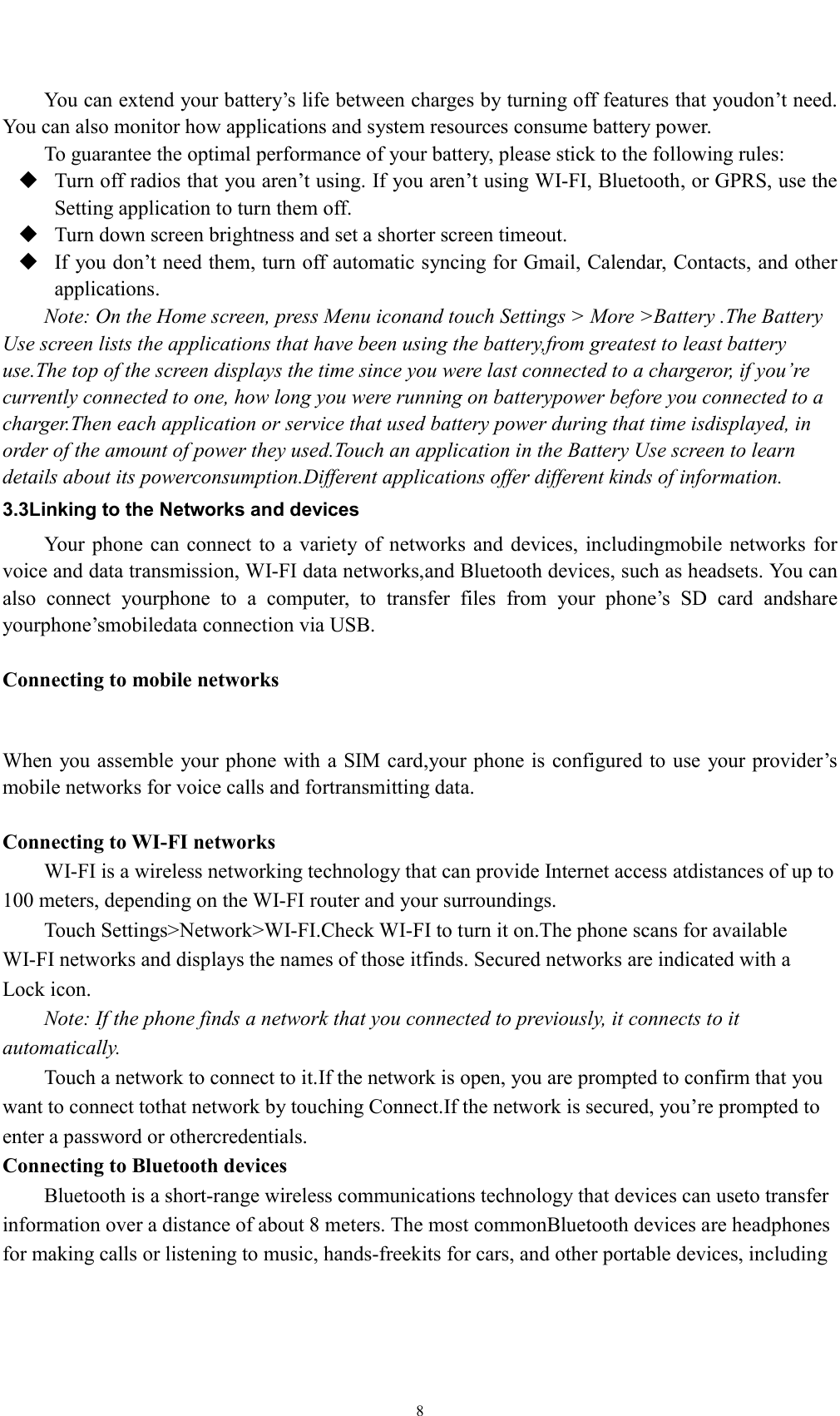 Page 8 of Sky Phone SKY55M Smartphone User Manual 