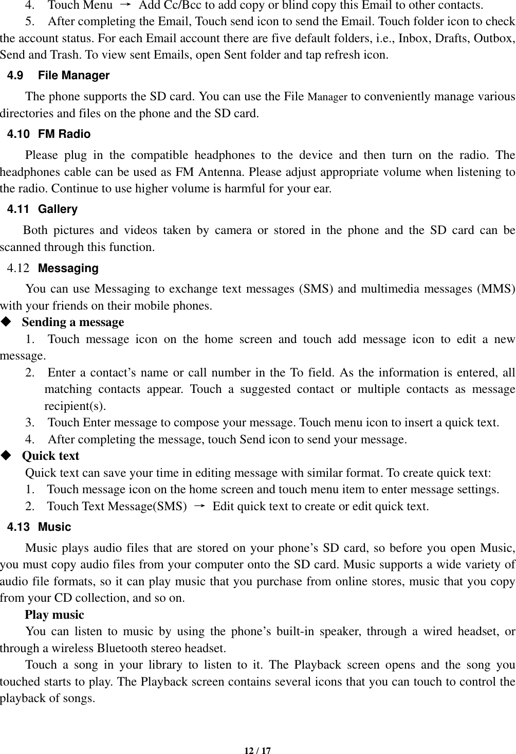 Page 12 of Sky Phone SKYELITEA55 4G Smart Phone User Manual