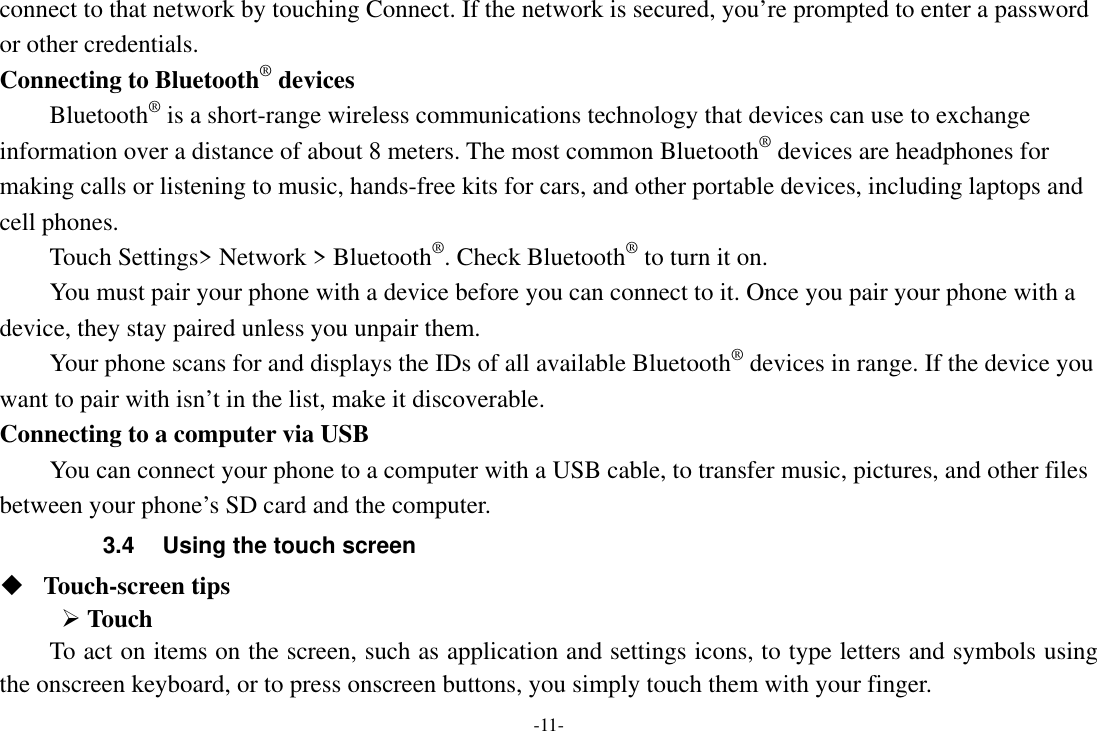 Page 11 of Sky Phone SKYPLATM5 3G Smart Phone User Manual 2  OK