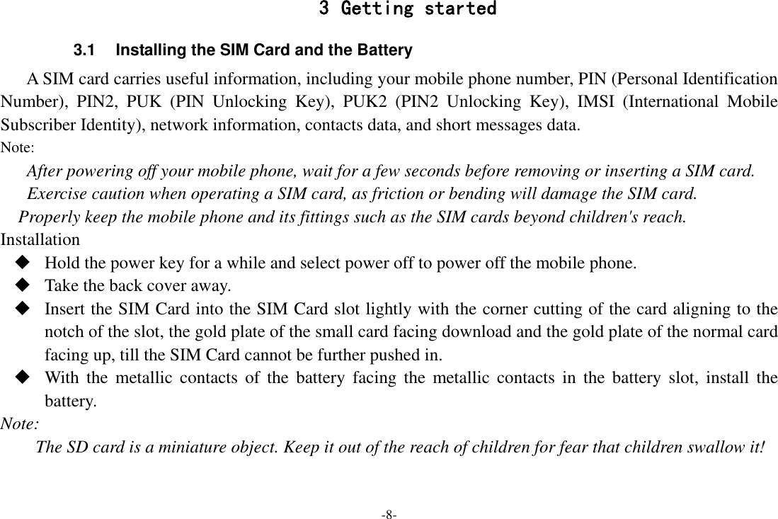 Page 8 of Sky Phone SKYPROIII Smart phone User Manual UM content 7 0 ENGLISH 