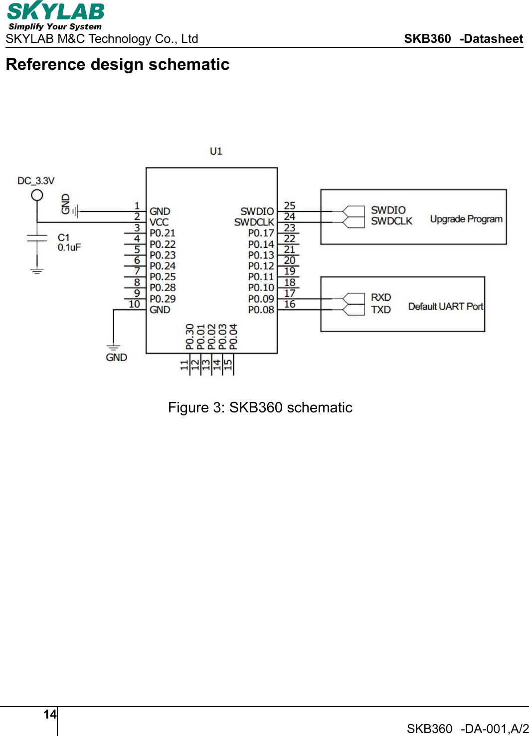 SKYLAB M&amp;C Technology Co., Ltd SKB360 -Datasheet14SKB360 -DA-001,A/2Reference design schematicFigure 3: SKB360 schematic