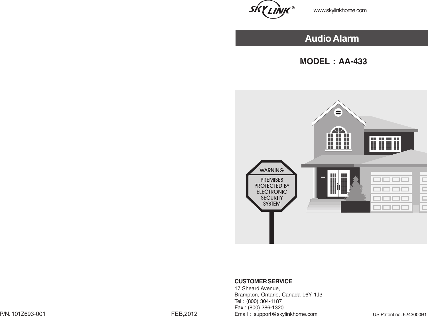 Page 1 of 8 - Skylink Skylink-Aa-433-Users-Manual- AA433Eng  Skylink-aa-433-users-manual