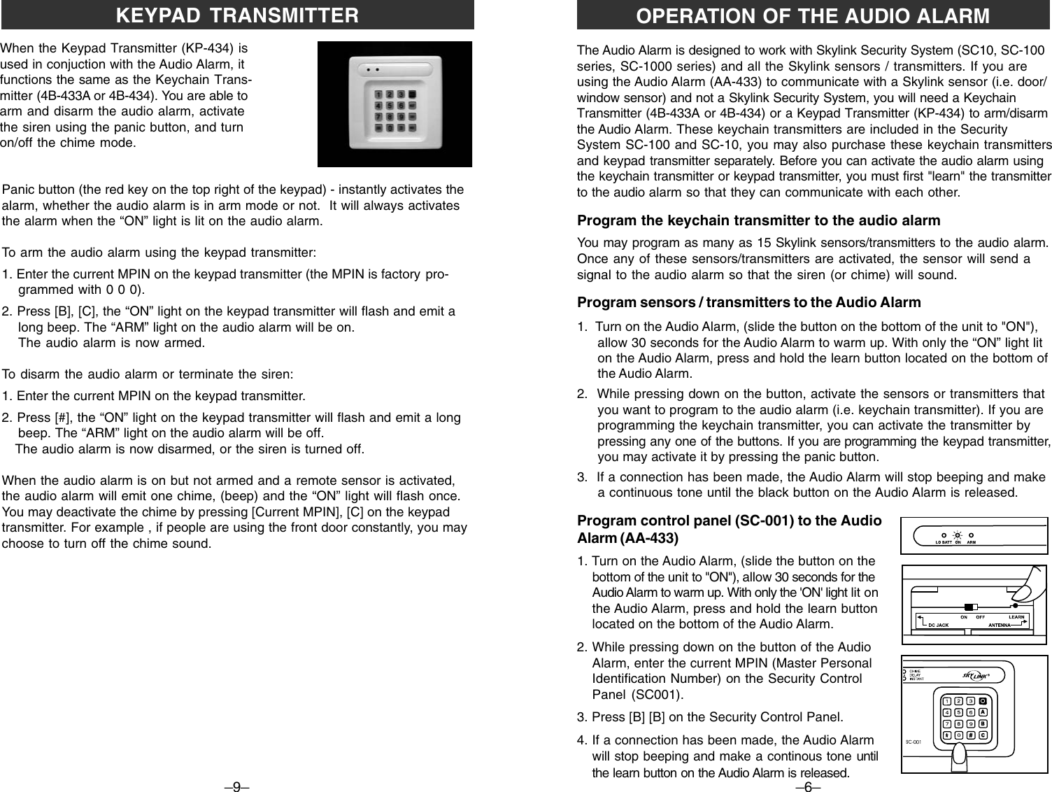 Page 7 of 8 - Skylink Skylink-Aa-433-Users-Manual- AA433Eng  Skylink-aa-433-users-manual