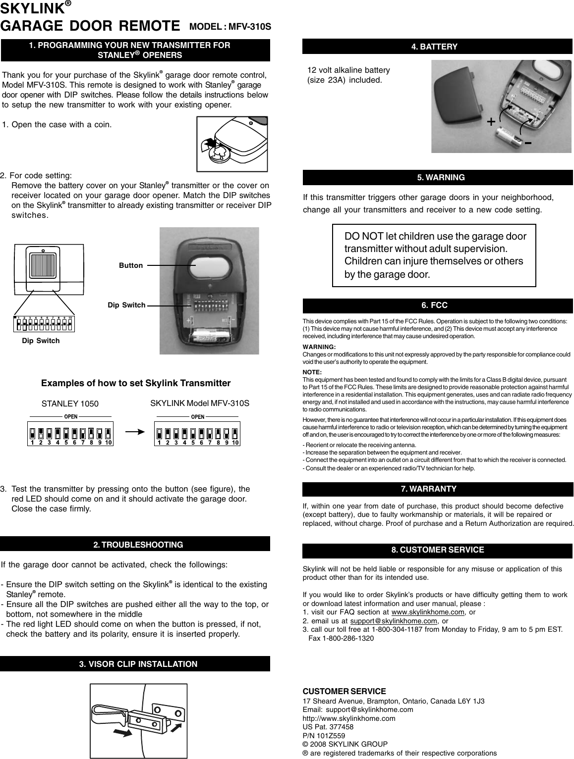 Skylink Mfv 310s Users Manual Mfv310s