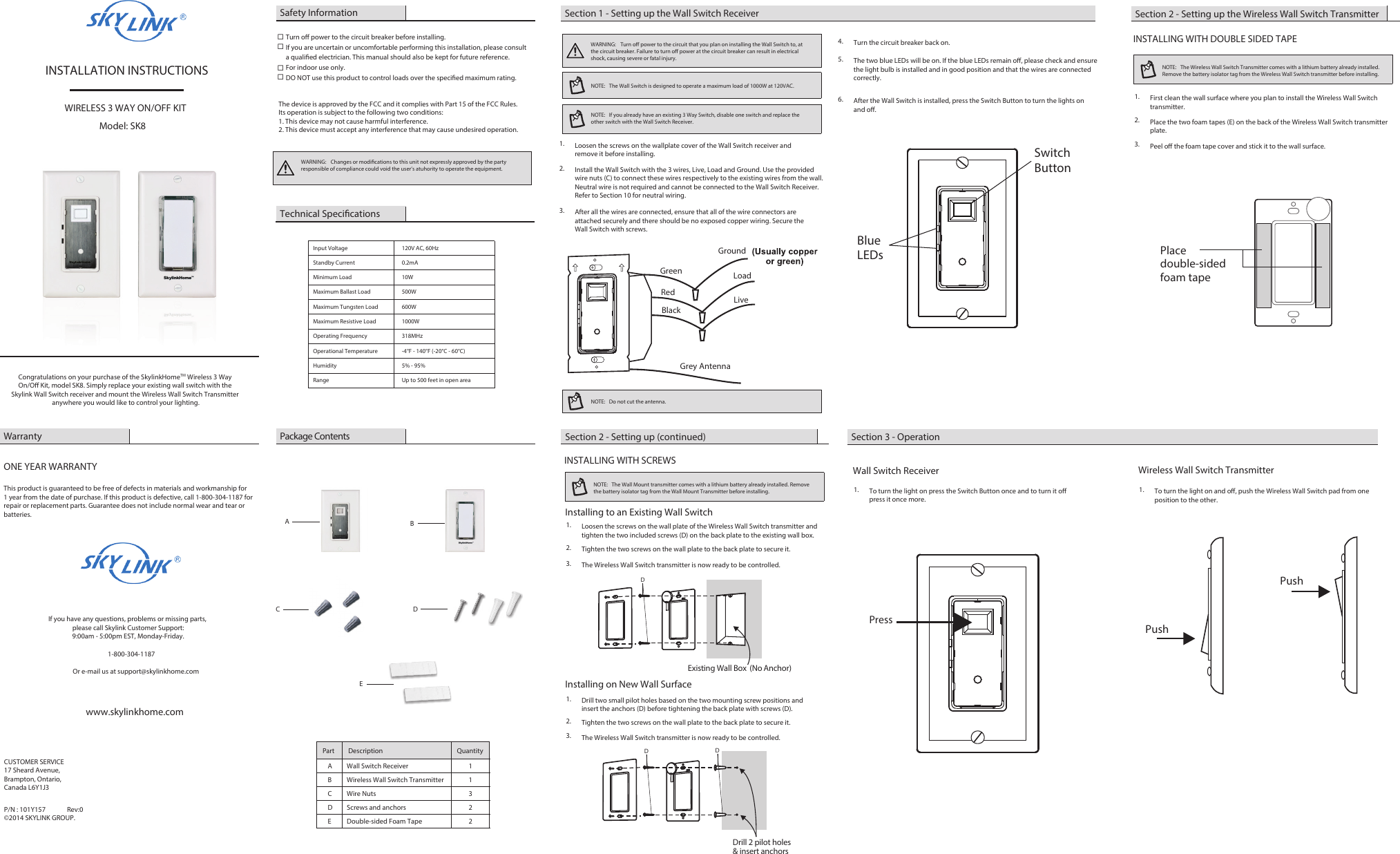 Page 1 of 2 - Skylink Skylink-Sk8-Users-Manual- Sk8  Skylink-sk8-users-manual