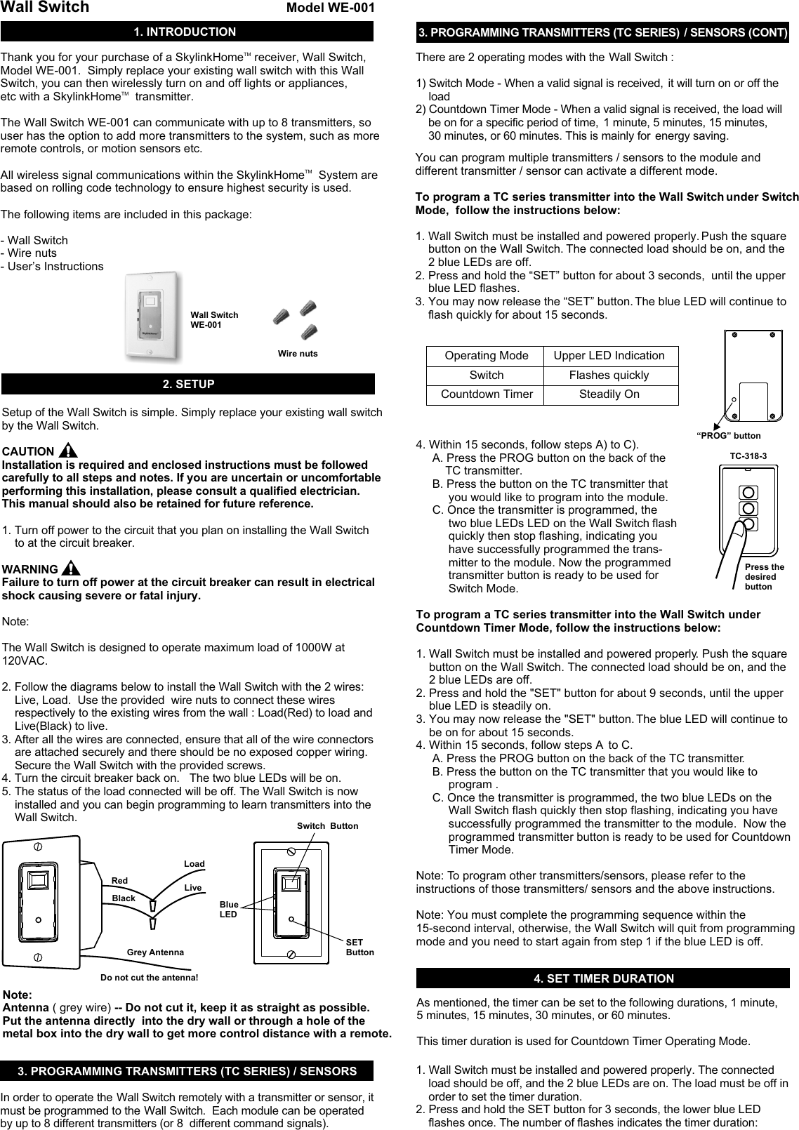 Page 1 of 2 - Skylink Skylink-We-001-Users-Manual- MWE001  Skylink-we-001-users-manual