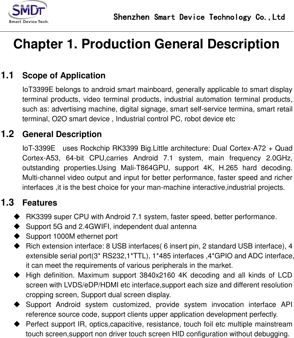 Page 3 of Smart Device Technology IOT-3399E IoT-3399E User Manual IoT 3288A V1 0