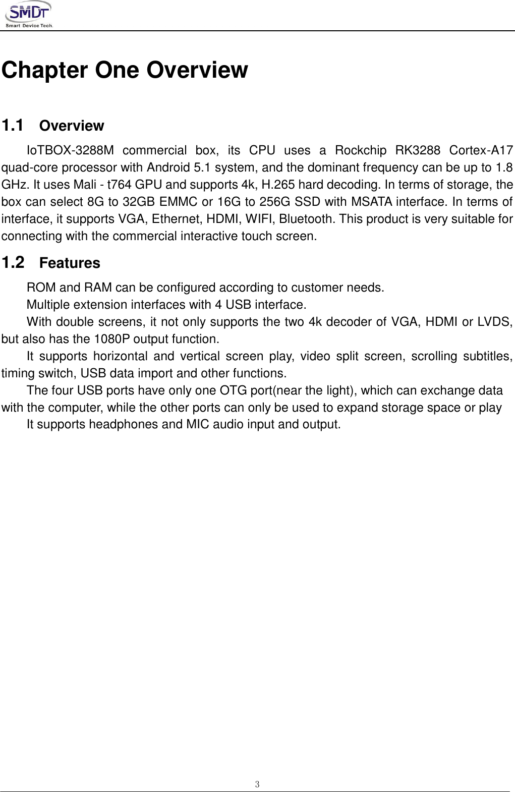 Page 3 of Smart Device Technology IOTBOX-3288M IoTBOX-3288M User Manual