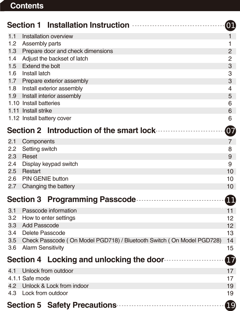 Page 3 of Smart Technologies and Investment SMARTPGD728 Electronic lock with Bluetooth User Manual 