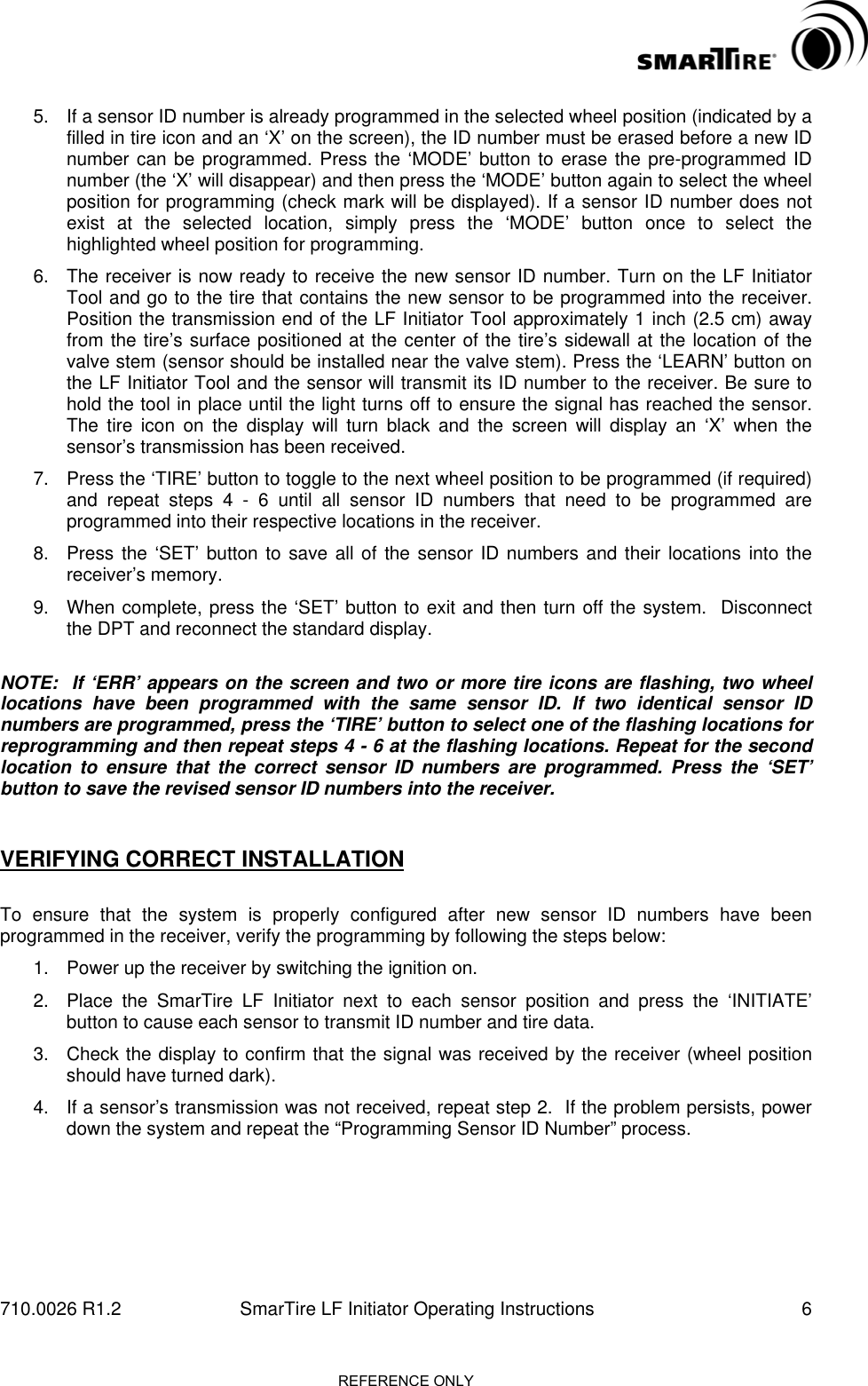 Page 6 of 9 - Smart-Technologies Smart-Technologies-710-0026-Users-Manual 710-0026- LF Initiator Manual