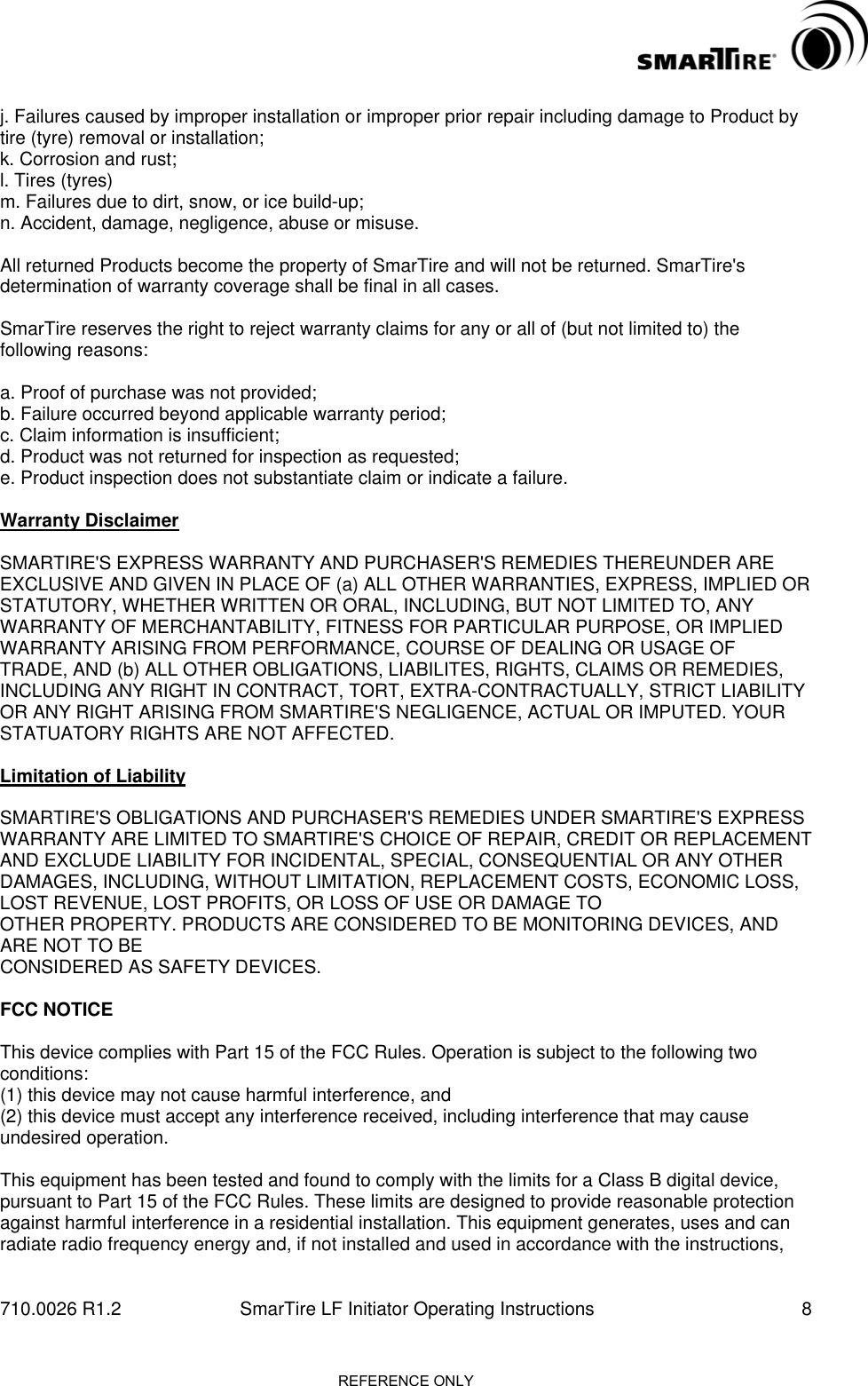 Page 8 of 9 - Smart-Technologies Smart-Technologies-710-0026-Users-Manual 710-0026- LF Initiator Manual