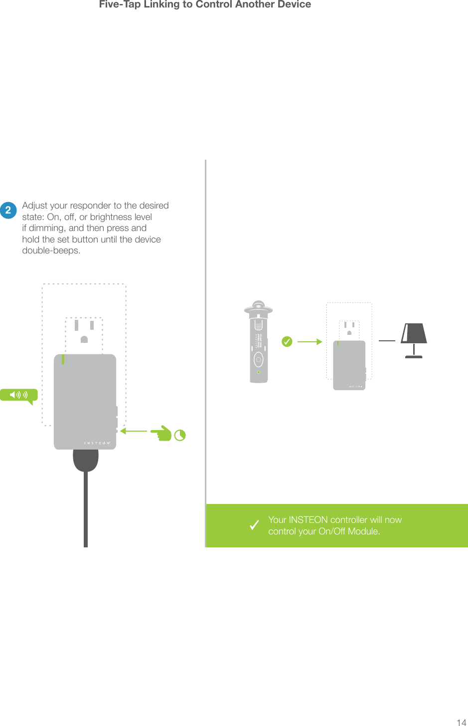 14Five-Tap Linking to Control Another Device2Adjust your responder to the desired ®®®Door SensorModel: 2845-222