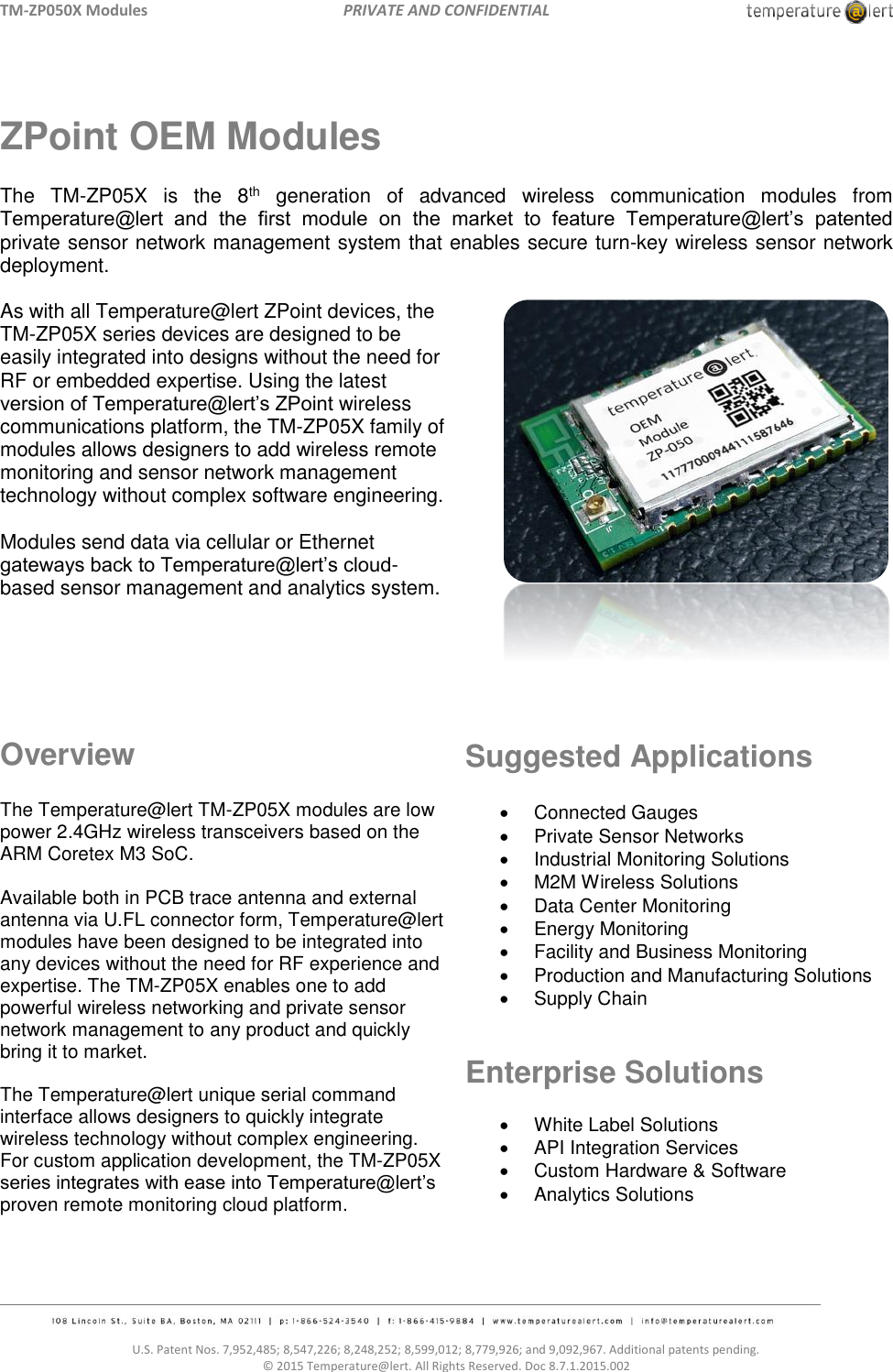 SmartSense by Digi TMZP05X The product is a 2.4 GHz module capable of transmitting sensor