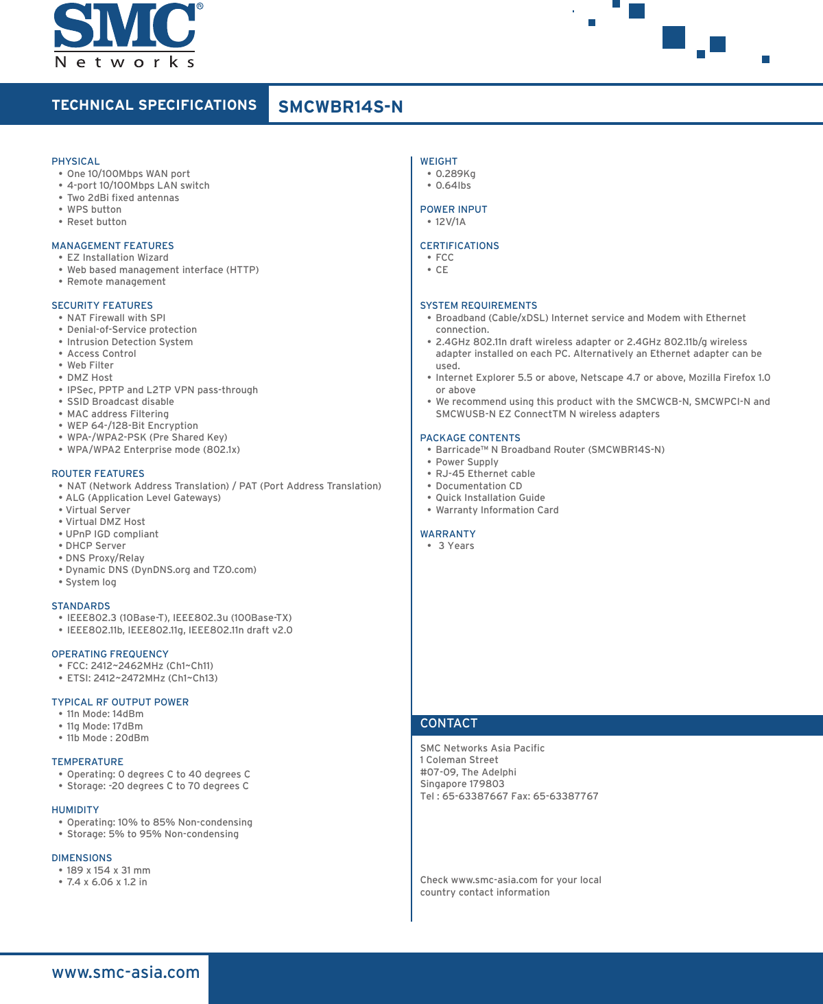 Page 2 of 2 - Smc-Networks Smc-Networks-Barricade-Smcwbr14S-N-Users-Manual- Ds_WBR14S_N  Smc-networks-barricade-smcwbr14s-n-users-manual