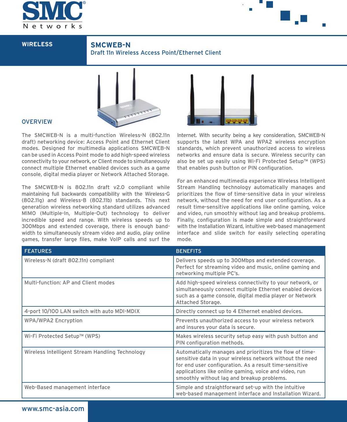 Page 1 of 2 - Smc-Networks Smc-Networks-Ez-Connect-Smcweb-N-Users-Manual- Ds_WEB_N  Smc-networks-ez-connect-smcweb-n-users-manual