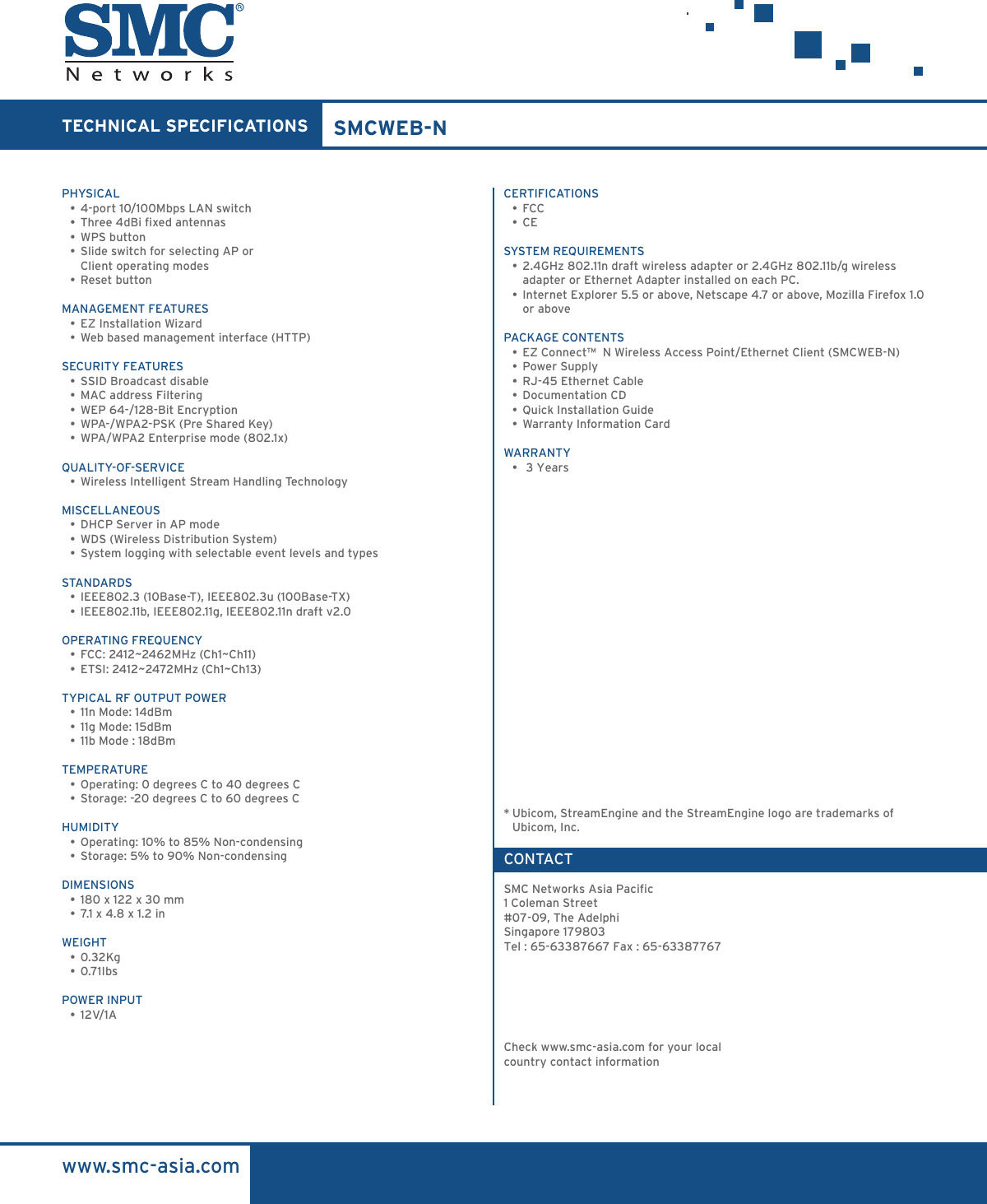 Page 2 of 2 - Smc-Networks Smc-Networks-Ez-Connect-Smcweb-N-Users-Manual- Ds_WEB_N  Smc-networks-ez-connect-smcweb-n-users-manual