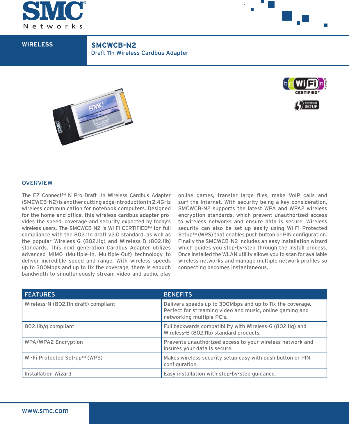 Page 1 of 2 - Smc-Networks Smc-Networks-Smcwcb-Datasheet- Ds_WCB_N2  Smc-networks-smcwcb-datasheet