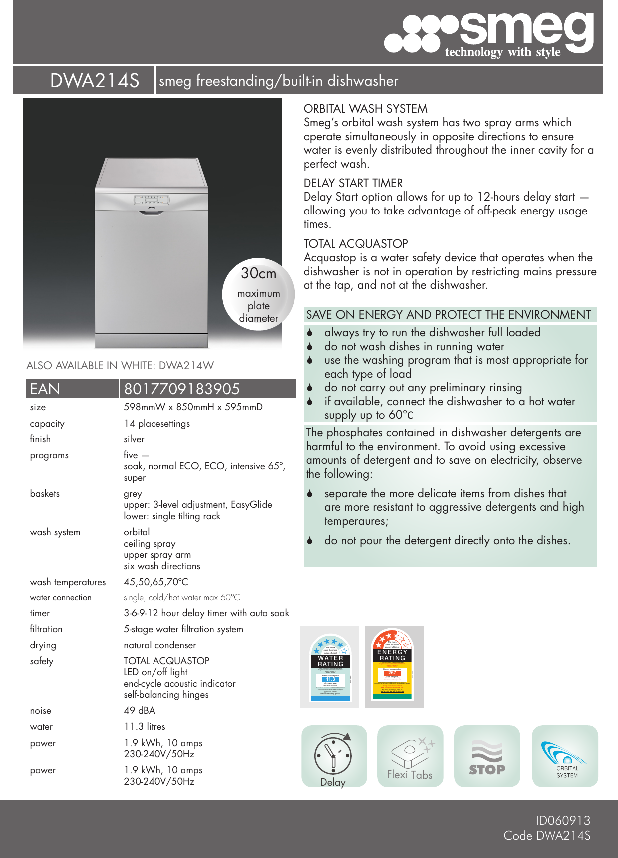 Page 1 of 2 - Smeg DWA214S User Manual  To The Ada262b6-afc2-414e-b570-cfe75f71bd03
