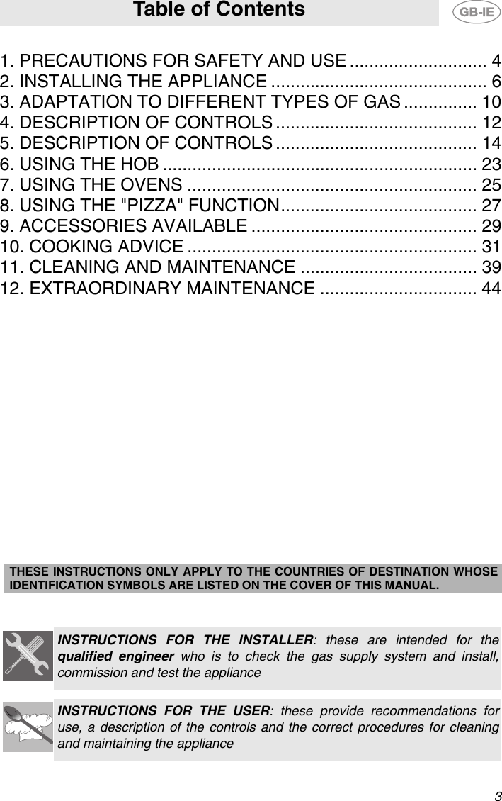 Smeg Cs150Sa Instructions For Installation And Use 02 477 3572 GB