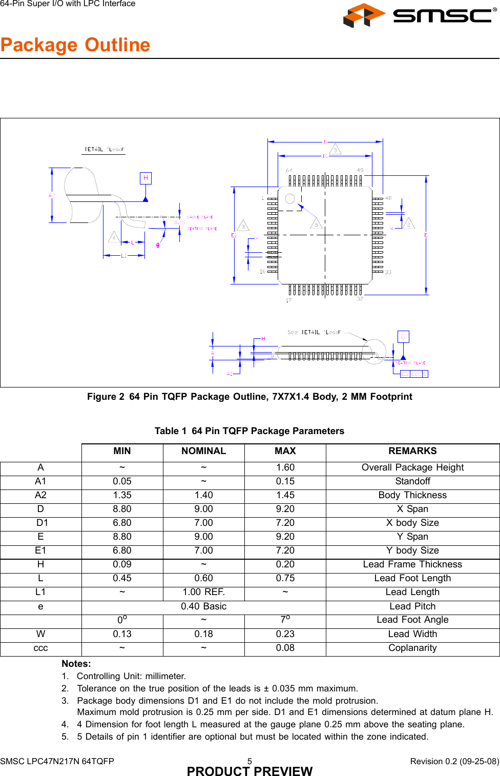 Page 5 of 5 - Smsc Smsc-Lpc47N217N-Users-Manual- LPC47N217N - 64-Pin Super I/O With LPC Interface Data Brief  Smsc-lpc47n217n-users-manual