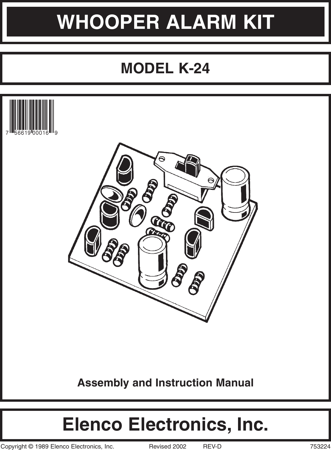 Page 1 of 8 - Snap-Circuits Snap-Circuits-K-24-Users-Manual- K-24 REV-D 7-23-02  Snap-circuits-k-24-users-manual