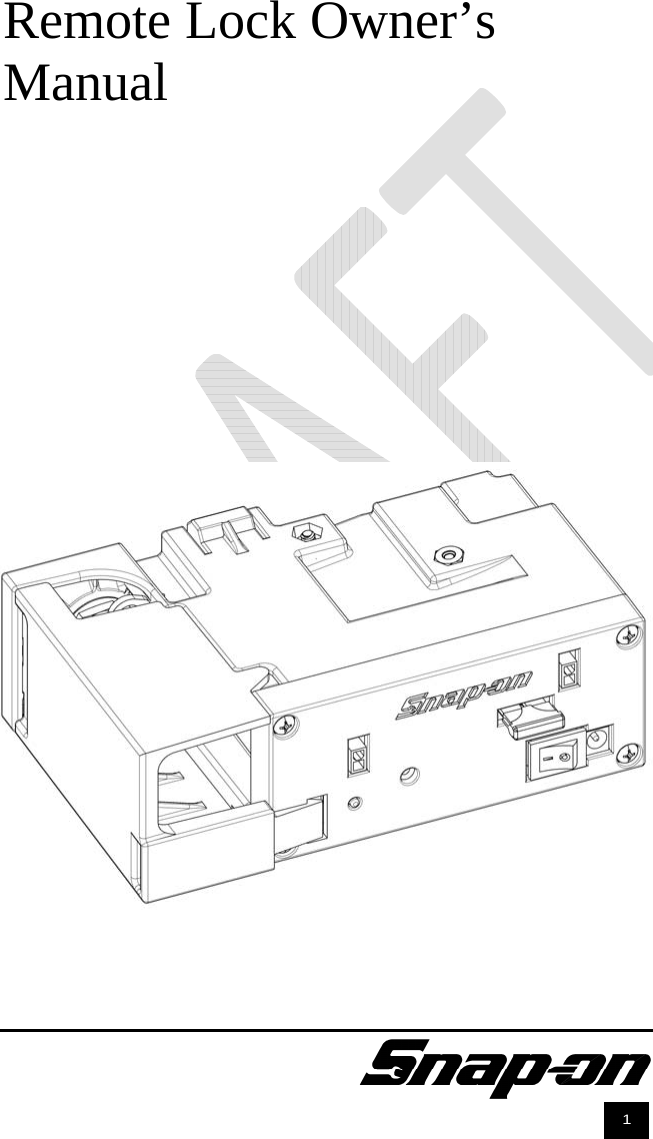               1 Remote Lock Owner’s Manual      