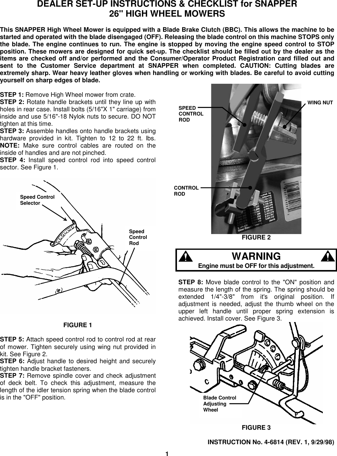 Page 1 of 4 - Snapper Snapper-26-High-Wheel-Mowers-Users-Manual 4-6814D