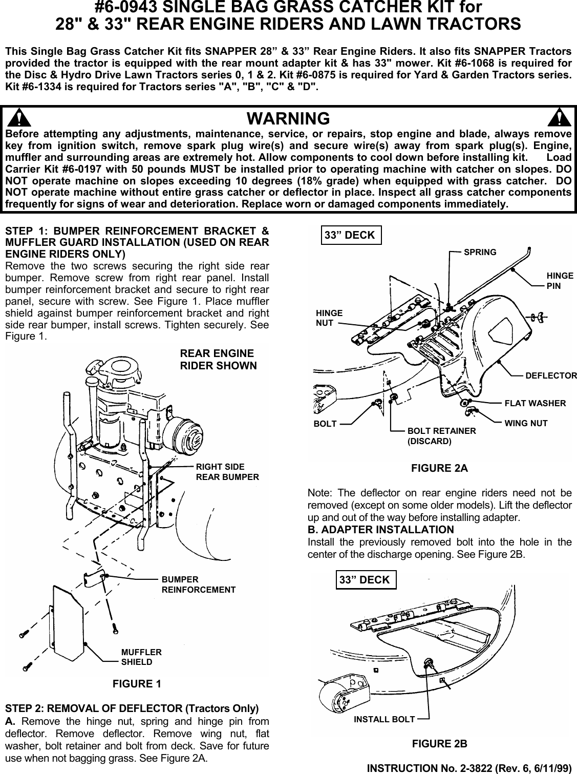 Snapper 60943 Users Manual 2 3822D