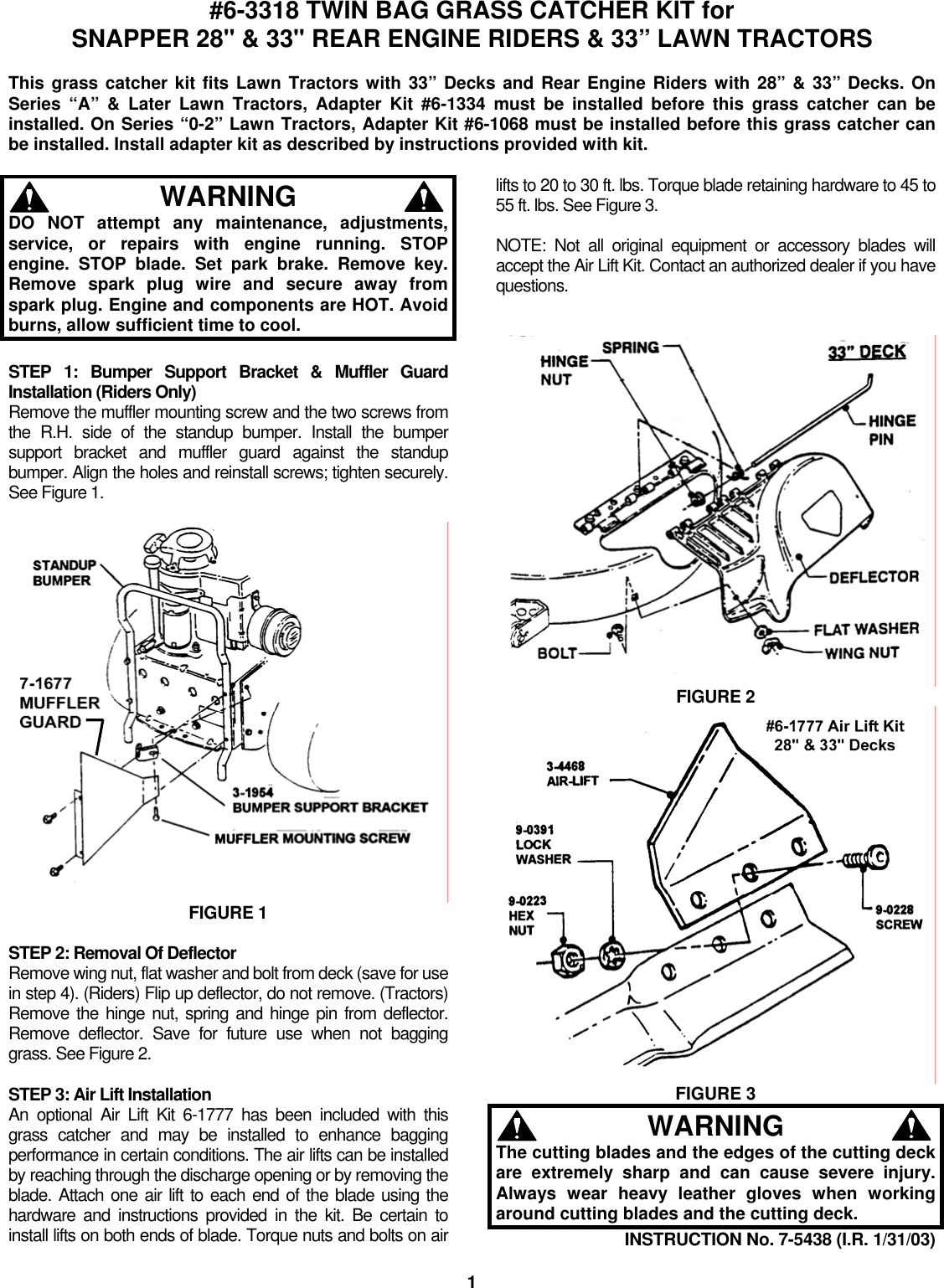 Page 1 of 7 - Snapper Snapper-75438-Users-Manual- #6-1888 Twin Bag Grass Catcher Snapper-75438-users-manual