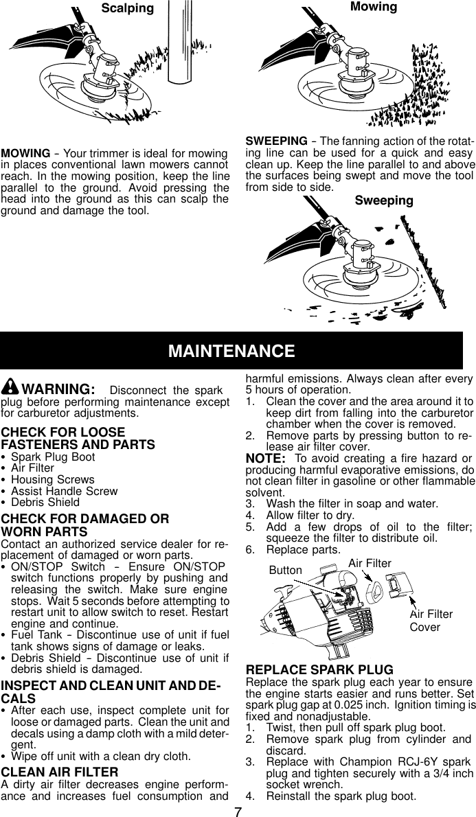 Page 7 of 12 - Snapper S31sst User Manual  To The 1164ea9d-f5d4-48d4-84f3-dd984dc70c9b