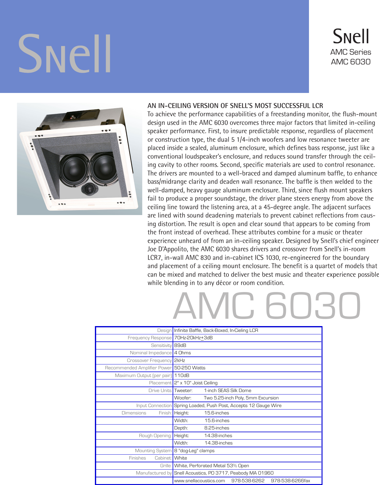 Page 1 of 1 - Snell-Acoustics Snell-Acoustics-Amc-6030-Users-Manual-  Snell-acoustics-amc-6030-users-manual