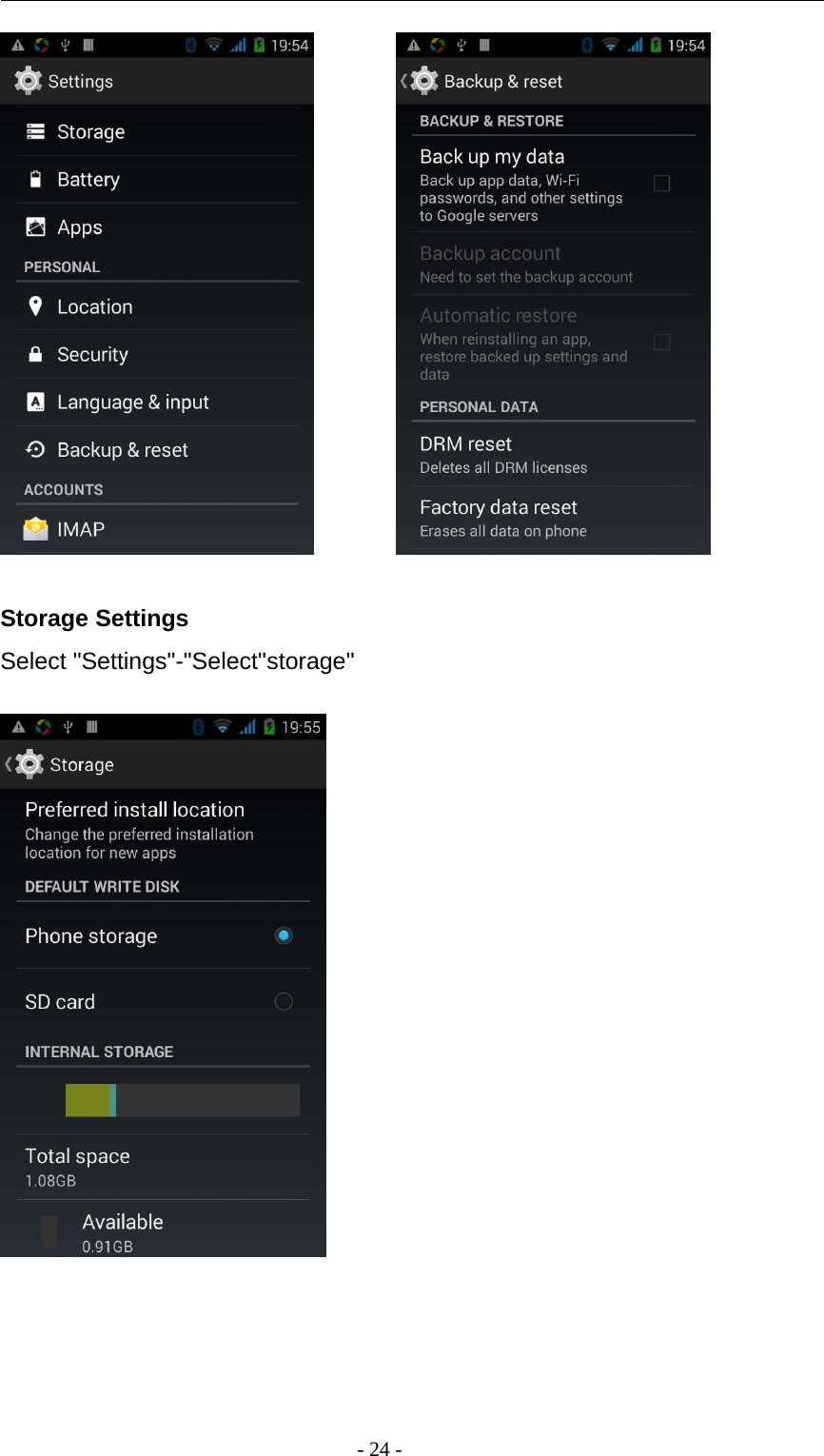 -24-Storage SettingsSelect &quot;Settings&quot;-&quot;Select&quot;storage&quot;