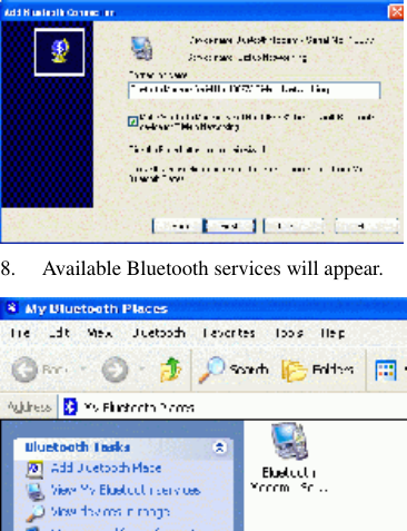   8. Available Bluetooth services will appear.  