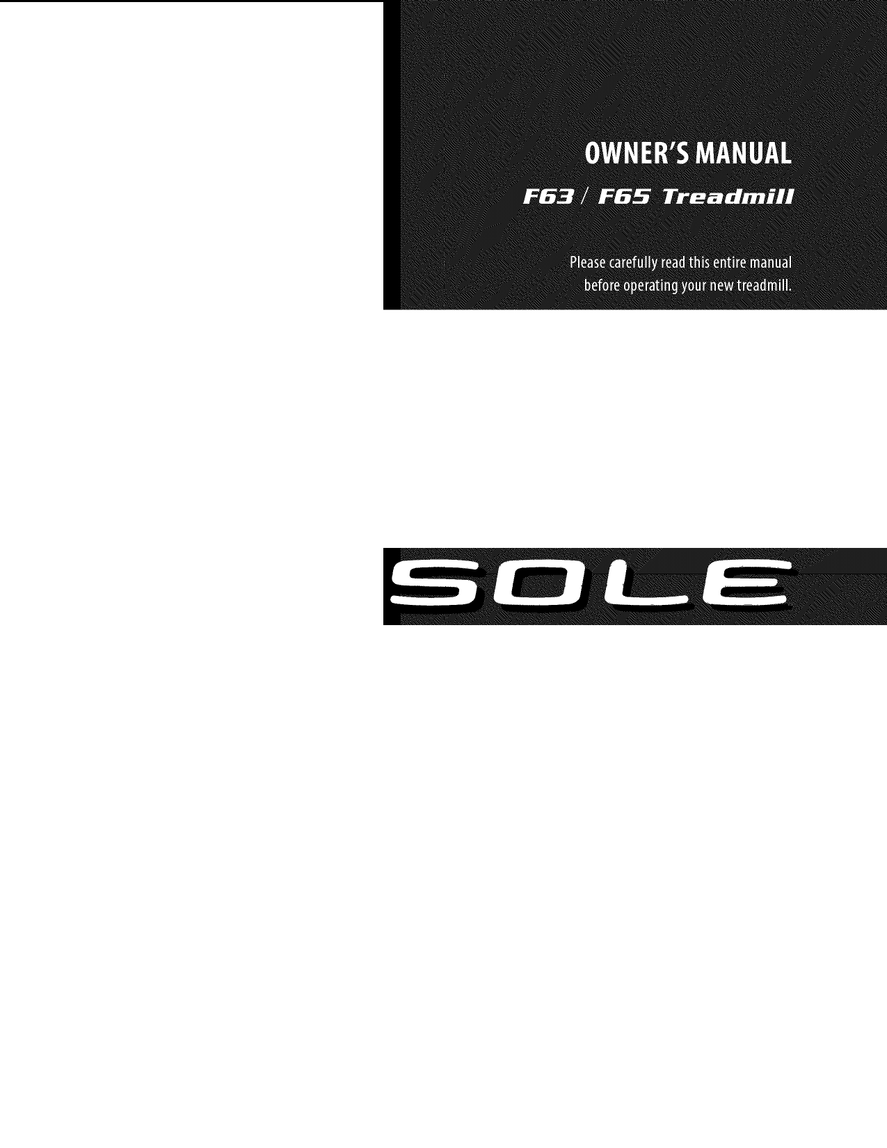 Sole F63 Treadmill User Manual