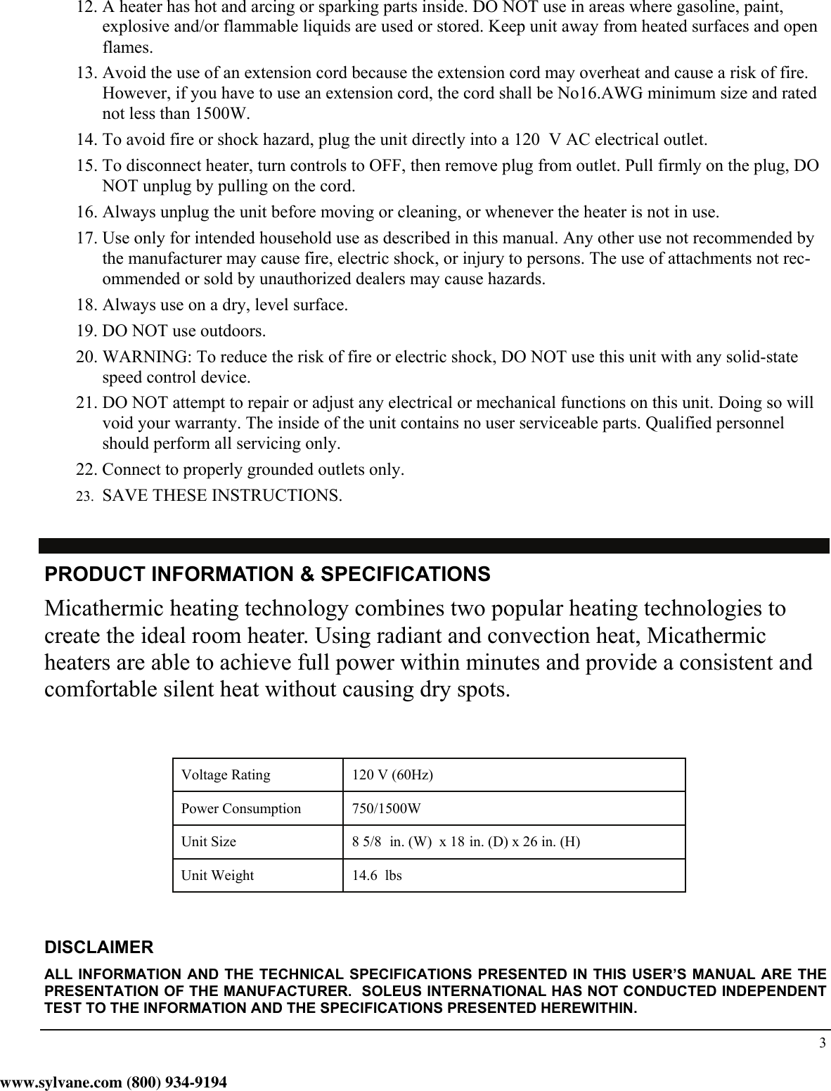 Page 3 of 10 - Soleus-Air Soleus-Air-Hm4-15E-01-Users-Manual-  Soleus-air-hm4-15e-01-users-manual