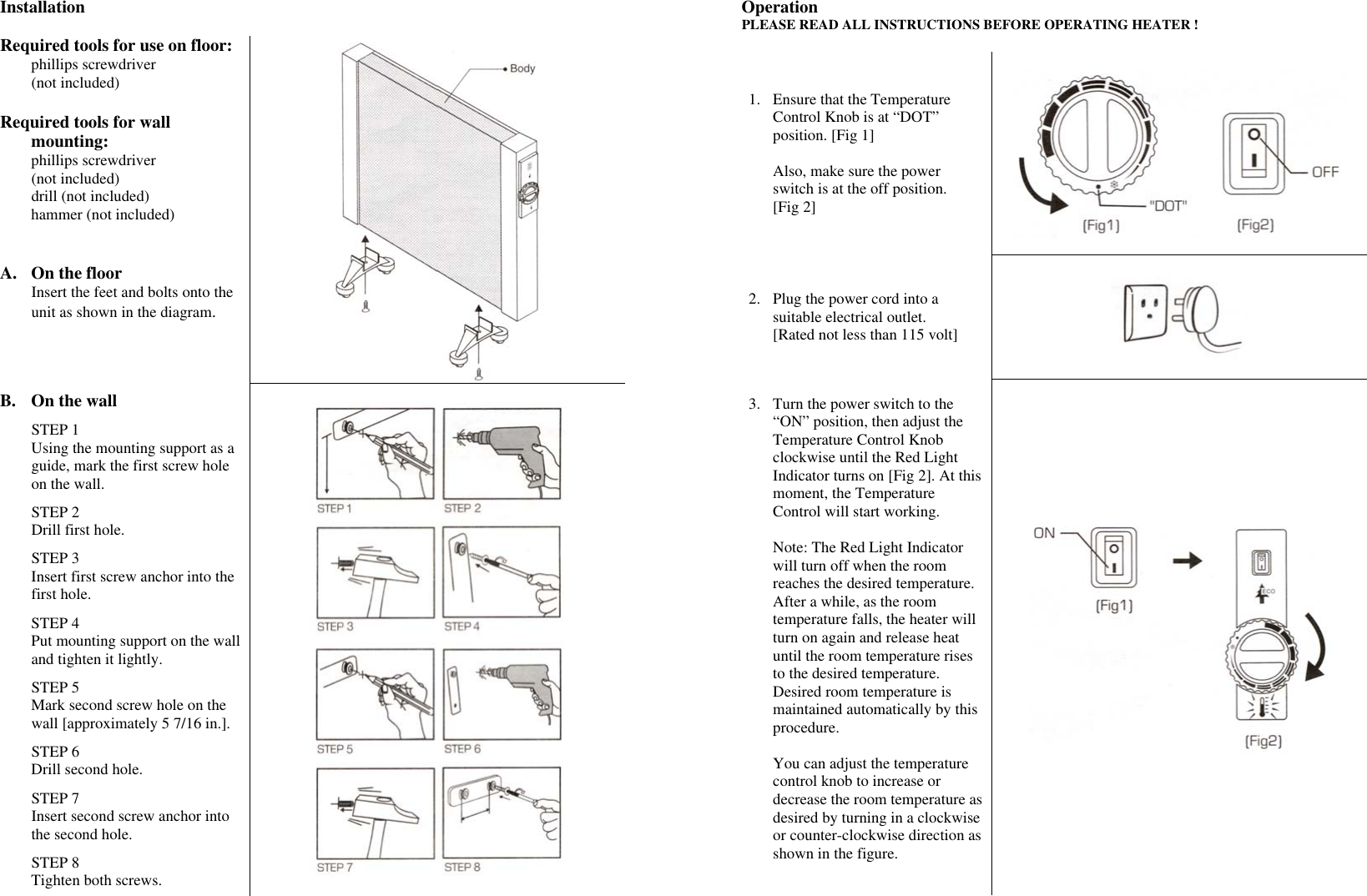 Page 3 of 5 - Soleus-Air Soleus-Air-Soleus-Air-Electric-Heater-Hgw-308-Users-Manual- MICATHERMIC PANEL HEATER  Soleus-air-soleus-air-electric-heater-hgw-308-users-manual