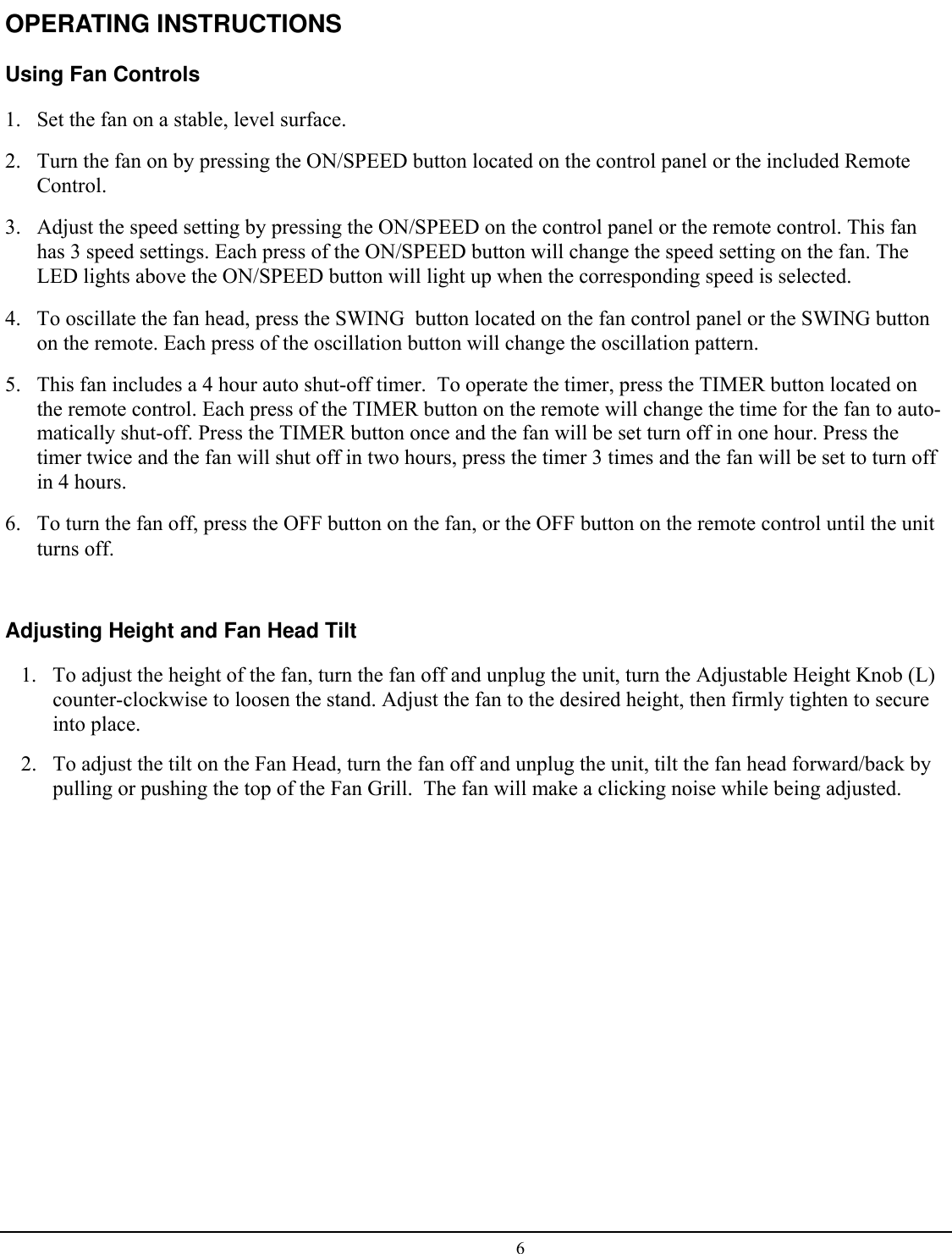 Page 6 of 8 - Soleus-Air Soleus-Air-Soleus-Air-Fan-Fs3-40R-30-Users-Manual- Soleus-air-soleus-air-fan-fs3-40r-30-users-manual