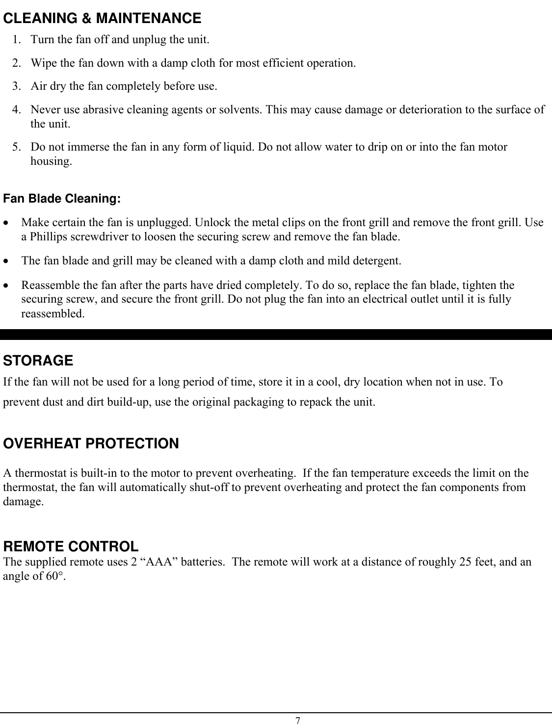Page 7 of 8 - Soleus-Air Soleus-Air-Soleus-Air-Fan-Fs3-40R-30-Users-Manual- Soleus-air-soleus-air-fan-fs3-40r-30-users-manual