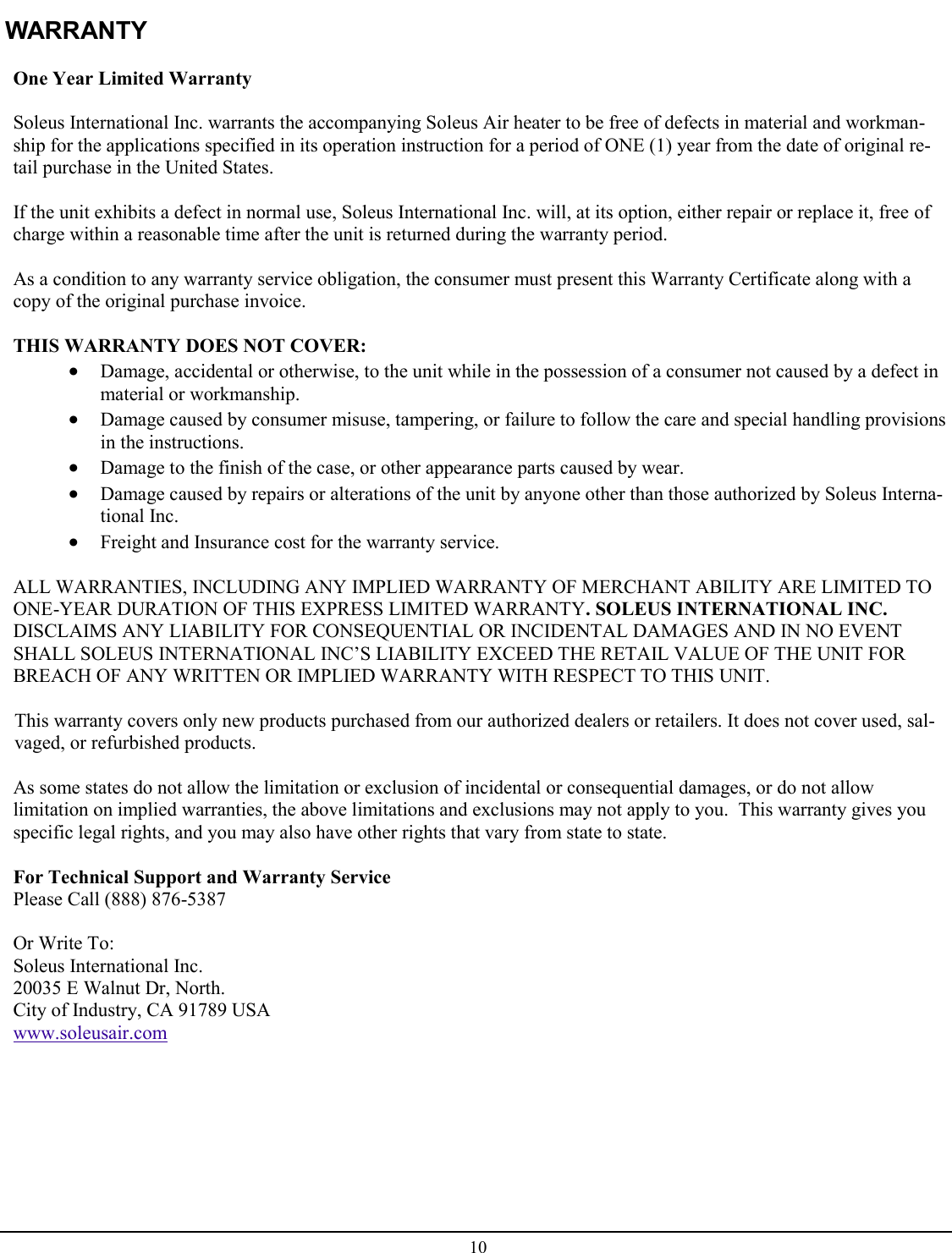 Page 10 of 10 - Soleus-Air Soleus-Air-Soleus-Air-Water-Heater-Hm10-15-E-32-Users-Manual- Soleus-air-soleus-air-water-heater-hm10-15-e-32-users-manual