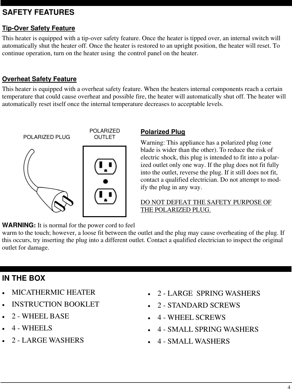 Page 4 of 10 - Soleus-Air Soleus-Air-Ultra-Thin-Micathermic-Heater-Hm1-10-32-Users-Manual- Soleus-air-ultra-thin-micathermic-heater-hm1-10-32-users-manual